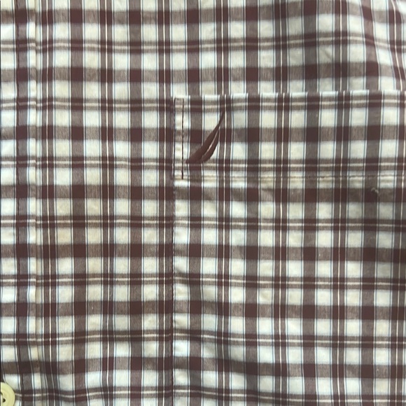 Nautica Brown and White Casual Button Down Shirt - Picture 2 of 4